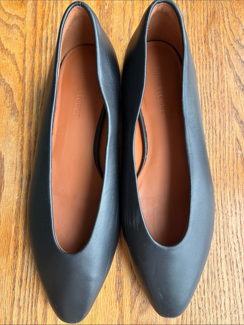Julia Heurer Gorgeous Black Soft Leather Pointed Toe Ballet Flats -  Size 36